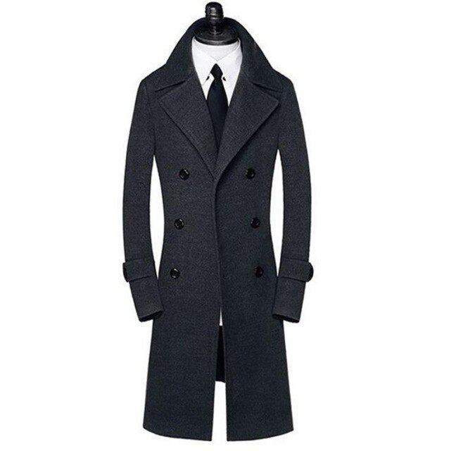 Winter Top Quality British Slim double breasted mens long trench Woolen coat Europe trenchcoat jacket male coat free shipping