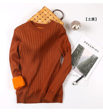 Load image into Gallery viewer, Winter plus Thick Velvet 4XL size knit Sweater Velvet lining Warm Bottoming Pullover Sweater 2018 Loose Obese Women&#39;s Sweater