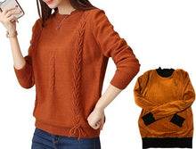 Load image into Gallery viewer, Winter plus Thick Velvet 4XL size knit Sweater Velvet lining Warm Bottoming Pullover Sweater 2018 Loose Obese Women&#39;s Sweater