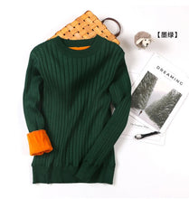 Load image into Gallery viewer, Winter plus Thick Velvet 4XL size knit Sweater Velvet lining Warm Bottoming Pullover Sweater 2018 Loose Obese Women&#39;s Sweater