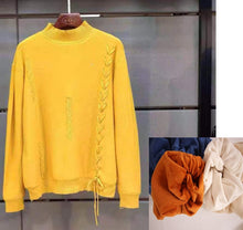 Load image into Gallery viewer, Winter plus Thick Velvet 4XL size knit Sweater Velvet lining Warm Bottoming Pullover Sweater 2018 Loose Obese Women&#39;s Sweater