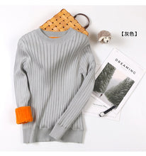 Load image into Gallery viewer, Winter plus Thick Velvet 4XL size knit Sweater Velvet lining Warm Bottoming Pullover Sweater 2018 Loose Obese Women&#39;s Sweater