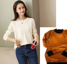 Load image into Gallery viewer, Winter plus Thick Velvet 4XL size knit Sweater Velvet lining Warm Bottoming Pullover Sweater 2018 Loose Obese Women&#39;s Sweater
