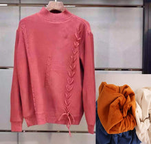 Load image into Gallery viewer, Winter plus Thick Velvet 4XL size knit Sweater Velvet lining Warm Bottoming Pullover Sweater 2018 Loose Obese Women&#39;s Sweater