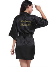 Load image into Gallery viewer, Women Bathrobe Letter Bride Bridesmaid Mother of the Bride Maid of Honor Matron Get Ready Robes Bridal Party Gifts Dressing Gown