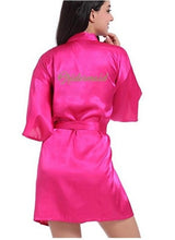 Load image into Gallery viewer, Women Bathrobe Letter Bride Bridesmaid Mother of the Bride Maid of Honor Matron Get Ready Robes Bridal Party Gifts Dressing Gown