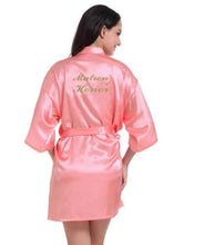 Load image into Gallery viewer, Women Bathrobe Letter Bride Bridesmaid Mother of the Bride Maid of Honor Matron Get Ready Robes Bridal Party Gifts Dressing Gown