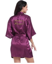 Load image into Gallery viewer, Women Bathrobe Letter Bride Bridesmaid Mother of the Bride Maid of Honor Matron Get Ready Robes Bridal Party Gifts Dressing Gown