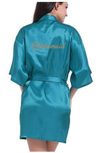 Load image into Gallery viewer, Women Bathrobe Letter Bride Bridesmaid Mother of the Bride Maid of Honor Matron Get Ready Robes Bridal Party Gifts Dressing Gown