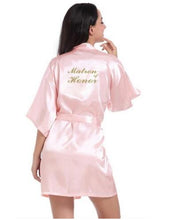 Load image into Gallery viewer, Women Bathrobe Letter Bride Bridesmaid Mother of the Bride Maid of Honor Matron Get Ready Robes Bridal Party Gifts Dressing Gown
