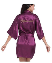 Load image into Gallery viewer, Women Bathrobe Letter Bride Bridesmaid Mother of the Bride Maid of Honor Matron Get Ready Robes Bridal Party Gifts Dressing Gown