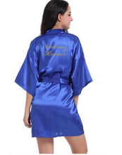 Load image into Gallery viewer, Women Bathrobe Letter Bride Bridesmaid Mother of the Bride Maid of Honor Matron Get Ready Robes Bridal Party Gifts Dressing Gown