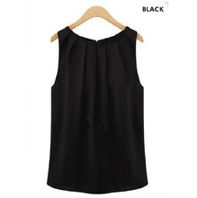 Load image into Gallery viewer, Women Blouse Shirt 2019 Temperament  Sleeveless  Round collar  Sleeve head  Chiffon shirt  Wild Joker  Chiffon  vest