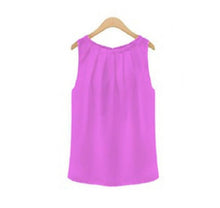 Load image into Gallery viewer, Women Blouse Shirt 2019 Temperament  Sleeveless  Round collar  Sleeve head  Chiffon shirt  Wild Joker  Chiffon  vest
