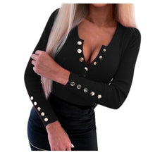 Load image into Gallery viewer, Women Blouses 2020 Spring Fashion Women Long Sleeve Button Neck Bodycon Top Solid Color Casual Slim Fit Blouse Blusas Femininas