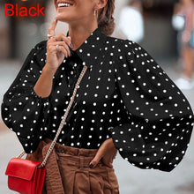 Load image into Gallery viewer, Women Blouses 2021 Autumn Polka Dot Shirt 5XL Celmia Long Lantern Sleeve Lapel Neck Elegant Office Ladies Stylish Tops Plus Size