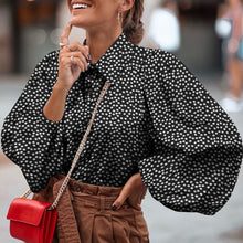 Load image into Gallery viewer, Women Blouses 2021 Autumn Polka Dot Shirt 5XL Celmia Long Lantern Sleeve Lapel Neck Elegant Office Ladies Stylish Tops Plus Size