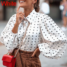 Load image into Gallery viewer, Women Blouses 2021 Autumn Polka Dot Shirt 5XL Celmia Long Lantern Sleeve Lapel Neck Elegant Office Ladies Stylish Tops Plus Size
