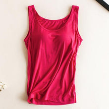 Load image into Gallery viewer, Women Built In Bra Padded Tank Top Female Modal Breathable Fitness Camisole Tops Solid Push Up Bra Vest Blusas Femininas
