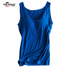 Load image into Gallery viewer, Women Built In Bra Padded Tank Top Female Modal Breathable Fitness Camisole Tops Solid Push Up Bra Vest Blusas Femininas