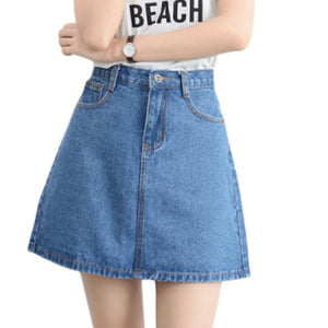 Women Button Denim Jeans Bodycon Mini Skirts Strench High Waist  Sexy Club Skirt Summer
