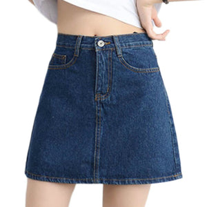 Women Button Denim Jeans Bodycon Mini Skirts Strench High Waist  Sexy Club Skirt Summer