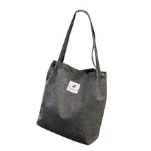 Load image into Gallery viewer, Women Corduroy Shopping Bag Female Canvas Cloth Shoulder Bag Environmental Storage Handbag Reusable Foldable Eco Grocery Totes