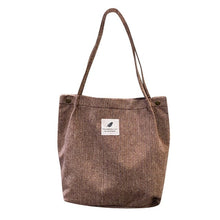 Load image into Gallery viewer, Women Corduroy Shopping Bag Female Canvas Cloth Shoulder Bag Environmental Storage Handbag Reusable Foldable Eco Grocery Totes