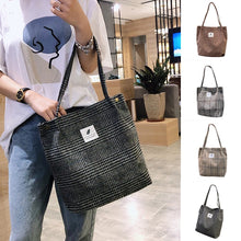 Load image into Gallery viewer, Women Corduroy Shopping Bag Female Canvas Cloth Shoulder Bag Environmental Storage Handbag Reusable Foldable Eco Grocery Totes