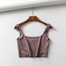 Load image into Gallery viewer, Women Crop Square Neck Cami Two Layers "Never See Through" Cropped Tank