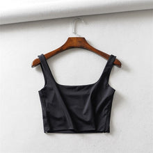 Load image into Gallery viewer, Women Crop Square Neck Cami Two Layers "Never See Through" Cropped Tank