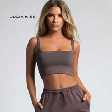 Load image into Gallery viewer, Women Crop Square Neck Cami Two Layers "Never See Through" Cropped Tank