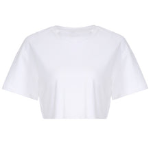Load image into Gallery viewer, Women Crop Tops Summer Simple Soild Tshirt 2019 Female Short-Sleeve Casual Tee Tops Fashion O-neck White T-shirt