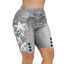 Load image into Gallery viewer, Women Denim Print Leggings Large Size Fashion Slim Elastic Trousers Print Pants Running Summer Fitness Leggings
