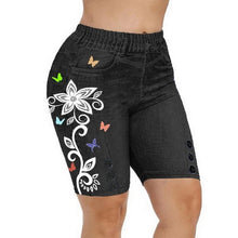 Load image into Gallery viewer, Women Denim Print Leggings Large Size Fashion Slim Elastic Trousers Print Pants Running Summer Fitness Leggings