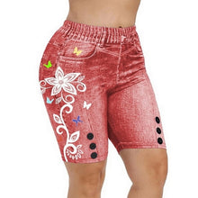 Load image into Gallery viewer, Women Denim Print Leggings Large Size Fashion Slim Elastic Trousers Print Pants Running Summer Fitness Leggings