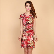 Load image into Gallery viewer, Women Dress 2019 Summer Style Slim Tunic Milk Silk Print Floral Casual Plus Size Vestido Feminino Loose Dresses Clothes L-5XL