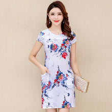 Load image into Gallery viewer, Women Dress 2019 Summer Style Slim Tunic Milk Silk Print Floral Casual Plus Size Vestido Feminino Loose Dresses Clothes L-5XL