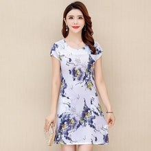 Load image into Gallery viewer, Women Dress 2019 Summer Style Slim Tunic Milk Silk Print Floral Casual Plus Size Vestido Feminino Loose Dresses Clothes L-5XL