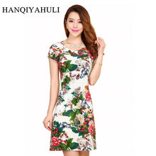 Load image into Gallery viewer, Women Dress 2019 Summer Style Slim Tunic Milk Silk Print Floral Casual Plus Size Vestido Feminino Loose Dresses Clothes L-5XL