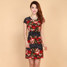 Load image into Gallery viewer, Women Dress 2019 Summer Style Slim Tunic Milk Silk Print Floral Casual Plus Size Vestido Feminino Loose Dresses Clothes L-5XL