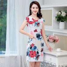 Load image into Gallery viewer, Women Dress 2019 Summer Style Slim Tunic Milk Silk Print Floral Casual Plus Size Vestido Feminino Loose Dresses Clothes L-5XL