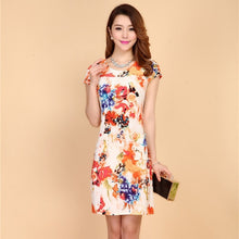 Load image into Gallery viewer, Women Dress 2019 Summer Style Slim Tunic Milk Silk Print Floral Casual Plus Size Vestido Feminino Loose Dresses Clothes L-5XL