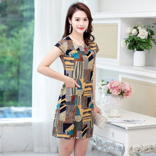 Load image into Gallery viewer, Women Dress 2019 Summer Style Slim Tunic Milk Silk Print Floral Casual Plus Size Vestido Feminino Loose Dresses Clothes L-5XL
