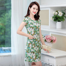 Load image into Gallery viewer, Women Dress 2019 Summer Style Slim Tunic Milk Silk Print Floral Casual Plus Size Vestido Feminino Loose Dresses Clothes L-5XL