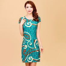 Load image into Gallery viewer, Women Dress 2019 Summer Style Slim Tunic Milk Silk Print Floral Casual Plus Size Vestido Feminino Loose Dresses Clothes L-5XL