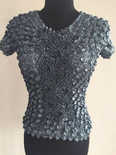 Load image into Gallery viewer, Women Elastic Popcorn Tops short Sleeves Shirts Coin shirts