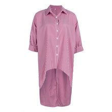 Load image into Gallery viewer, Women Fashion Blouse Loose Half Sleeve Casual Blouse Shirt Strip Tops Stylish Ladies Stripe Asymmetric Baggy Shirts