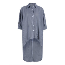 Load image into Gallery viewer, Women Fashion Blouse Loose Half Sleeve Casual Blouse Shirt Strip Tops Stylish Ladies Stripe Asymmetric Baggy Shirts