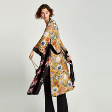 Load image into Gallery viewer, Women Flower Print Kimono Cardigan Blouse Bandage Summer Holiday Beach Cover Up Boho Long Loose Casual Shirts Robe with Belt